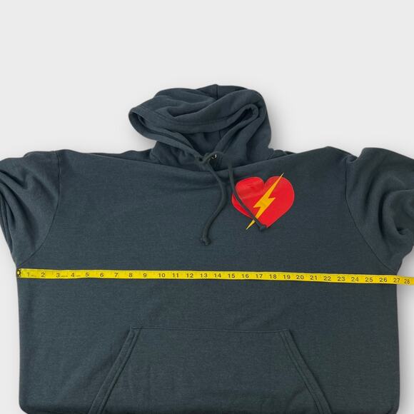 Aviator Nation Bolt Heart Pullover Relaxed Hoodie in Charcoal Size Large NEW - Picture 7 of 7